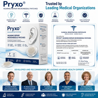 Pryxo® HEARING REPAIR MICRONEEDLE PATCHES ✅ Targets Hearing Loss, Tinnitus, Ear Infections, Balance Disorders, and Age-Related Ear Degeneration.