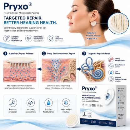 Pryxo® HEARING REPAIR MICRONEEDLE PATCHES ✅ Targets Hearing Loss, Tinnitus, Ear Infections, Balance Disorders, and Age-Related Ear Degeneration.